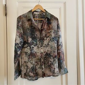 3J Workshop (Johnny Was) floral button down blouse